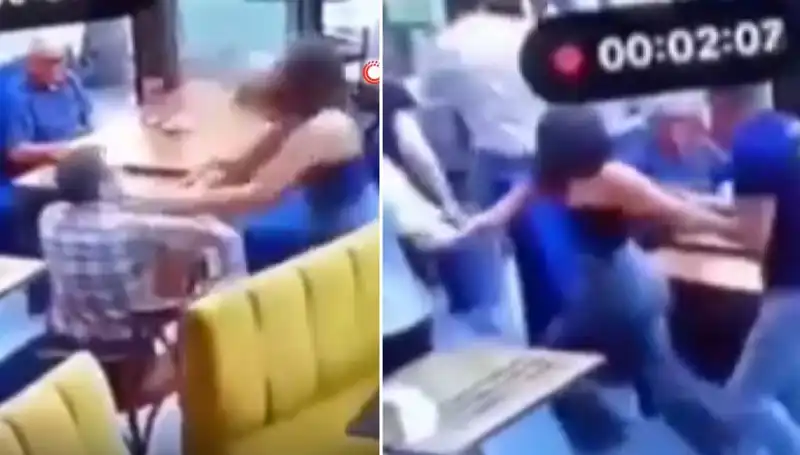 Garsona Tokat Atan Müşteri, İnanılmaz Bir Dayak Yedi!